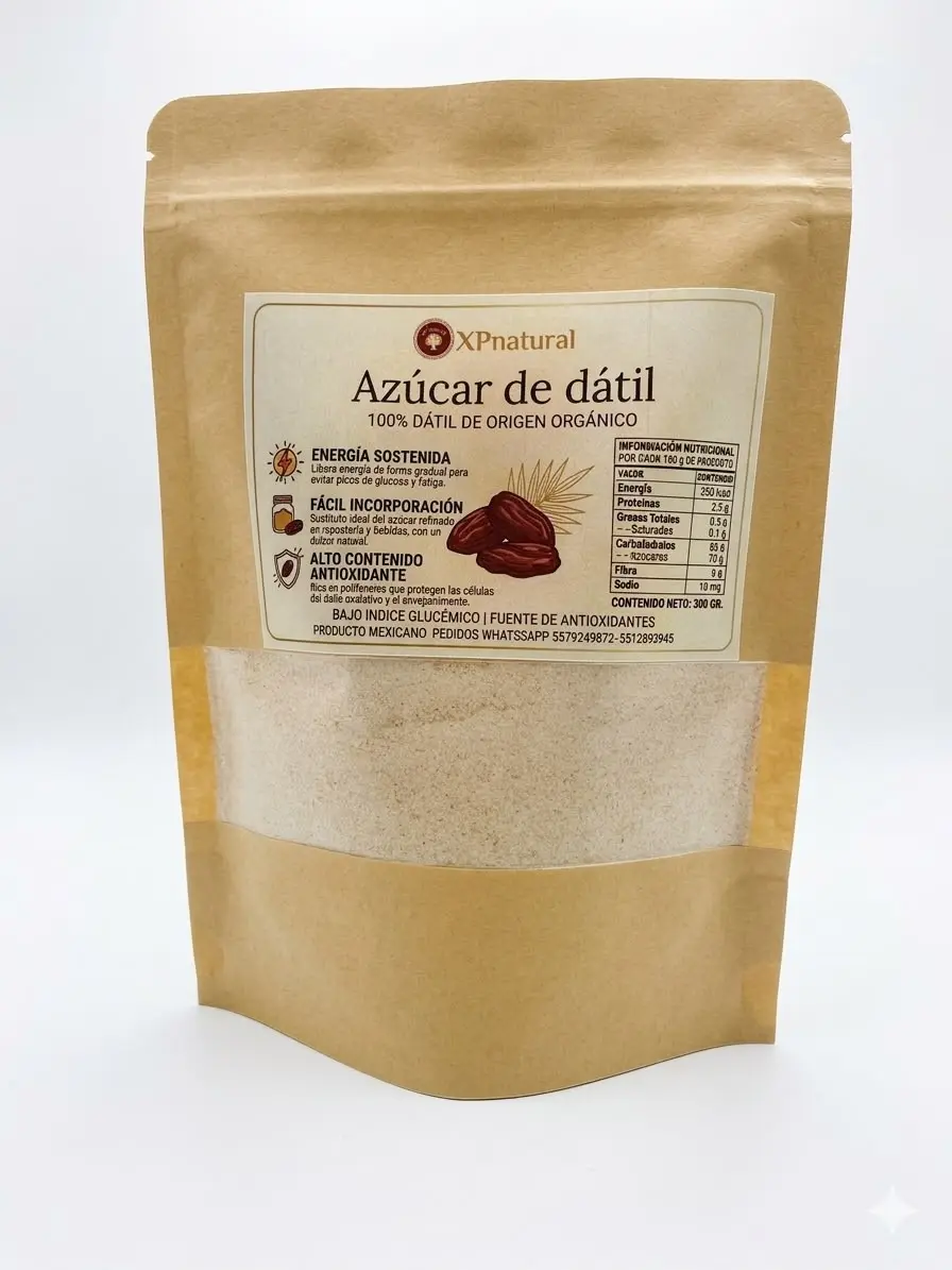Azúcar de dátil orgánico 500g – endulzante natural, bajo índice glucémico, rico en antioxidantes