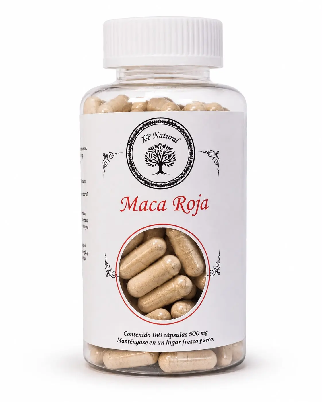 Frasco de maca roja en cápsulas antioxidantes para el equilibrio de XP Natural