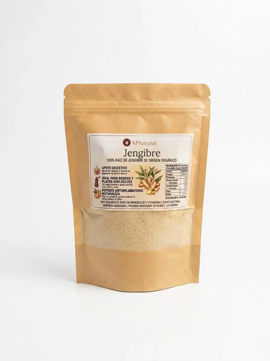 Jengibre orgánico 100% raíz natural – apoyo digestivo, antiinflamatorio, rico en minerales
