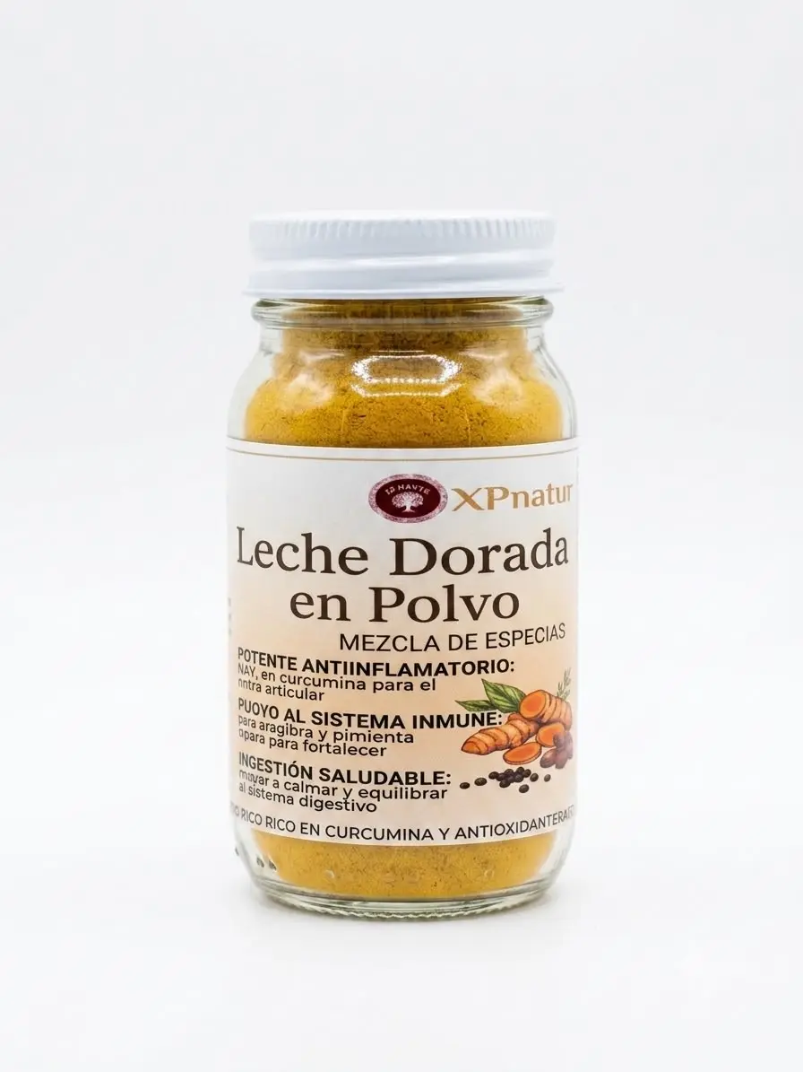 Leche dorada en polvo – mezcla de especias con cúrcuma, jengibre y canela, antiinflamatoria