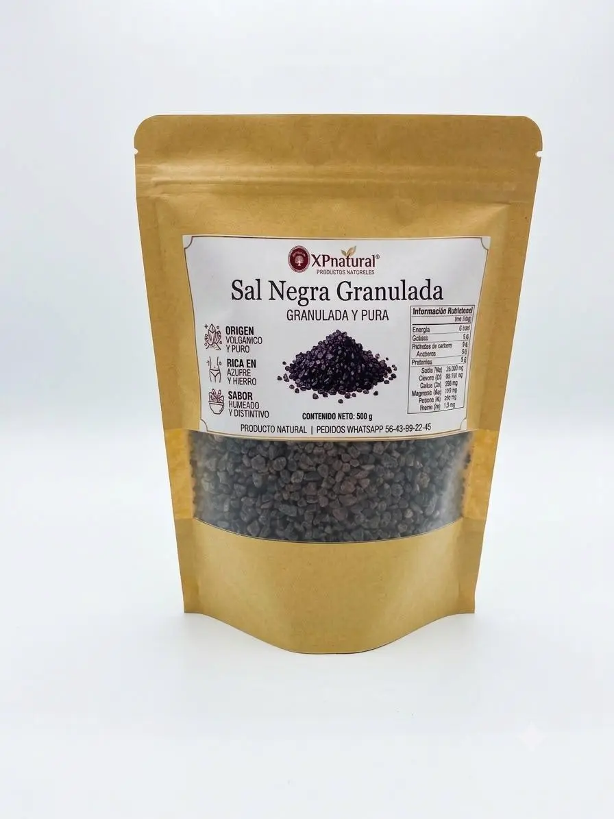 Sal negra granulada natural 500g – origen volcánico, rica en azufre y hierro, sabor ahumado